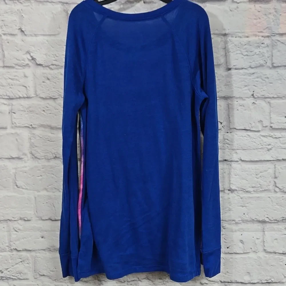 Justice Girls 12 Blue Glitter Dance Top Long Sleeve Knit Sweater Graphic Tee